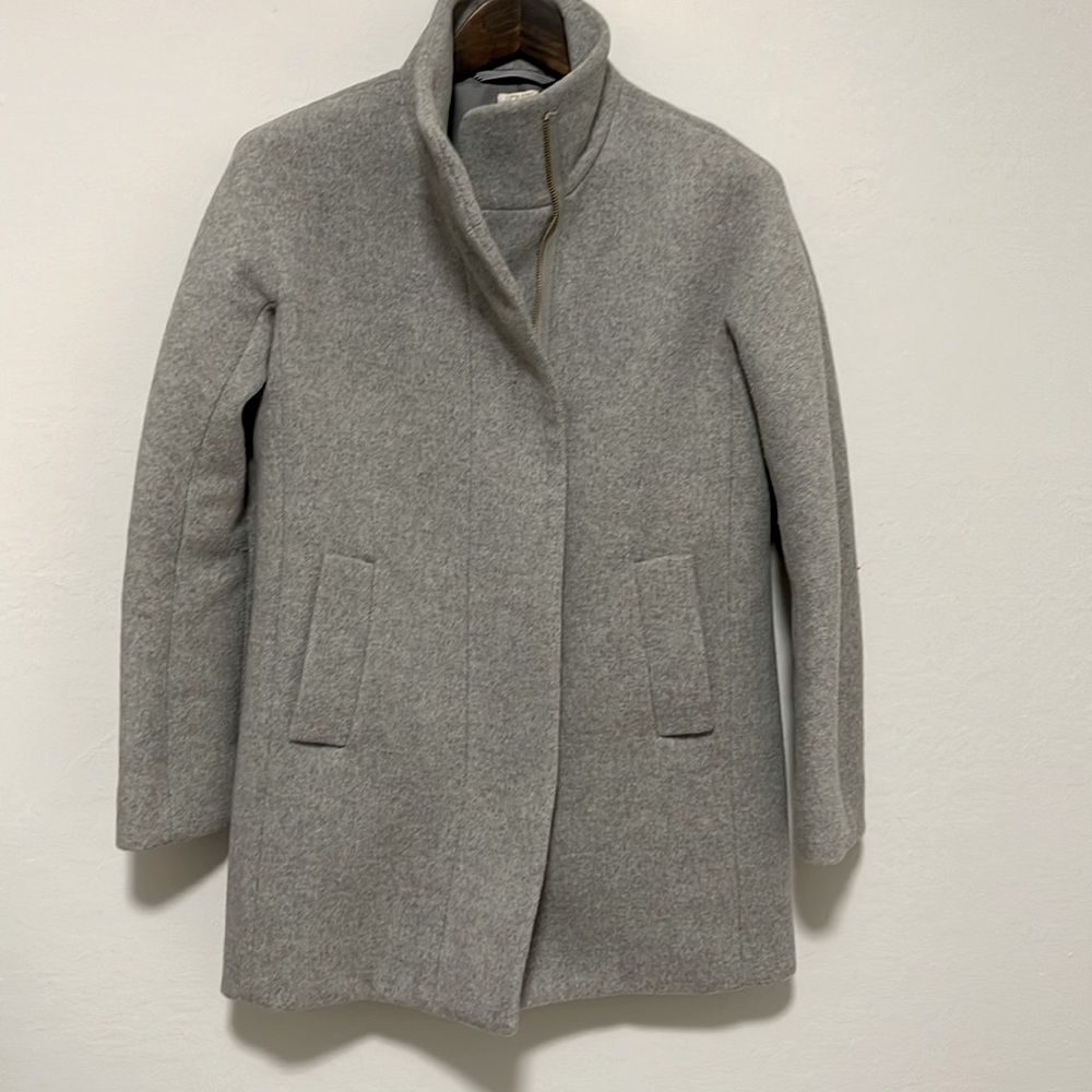 J.Crew Women’s Stylish Cocoon City Coat in Heather Grey. 50% Wool.